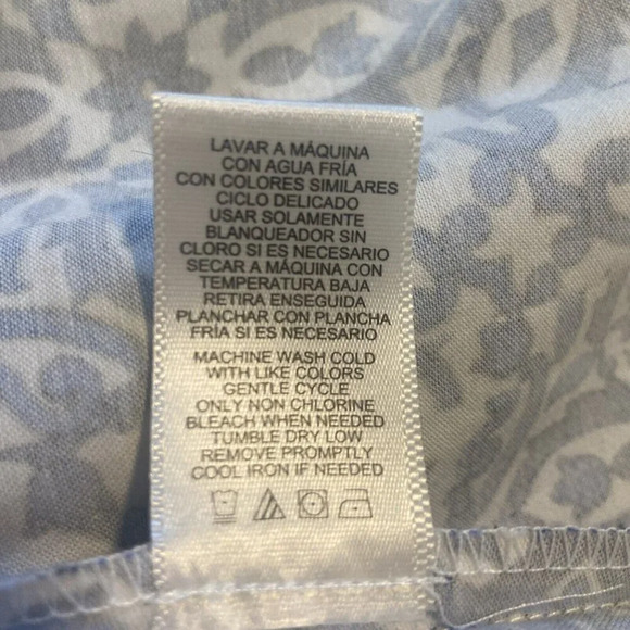 Milly Blue White Cotton Floral Sleeveless V-Neck Shift Dress Sz 10 Fit & Flare - Picture 12 of 15